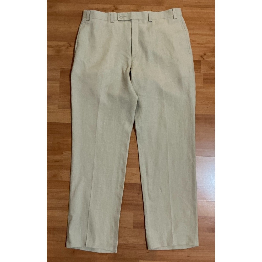Calvin Klein Men's 100% Linen Pants 36R Beige |‎ Lightweight Summer Trousers